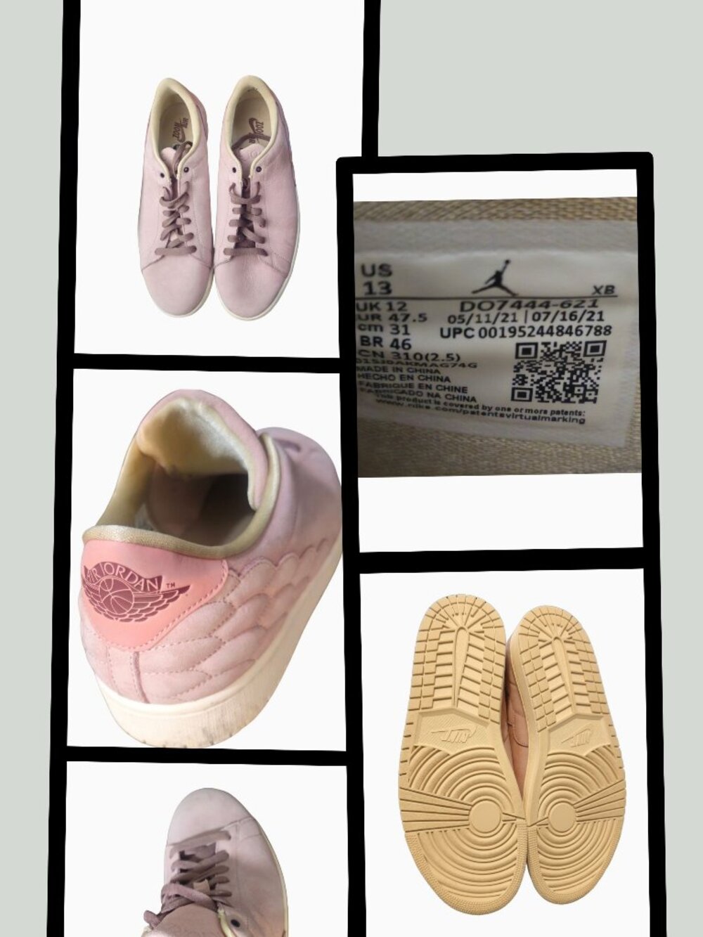 NIKE AIR JORDAN 1 CENTRE COURT "PINK OXFORD" LOW-TOPS • MEN'S 13